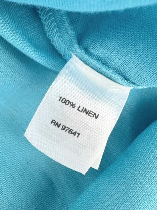 J Jill 100% Linen Button Down Shirt Blue Long Sleeve Casual XL - Picture 9 of 9